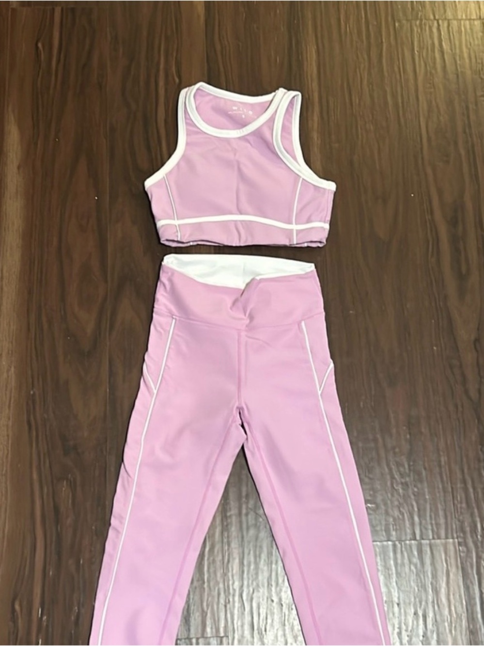 Women's Pink Active Crop Top and High-Waist Leggings Set